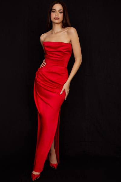 îmbrăcăminte House of CB rochie fără bretele din satin stacojiu adrienne X4F68507