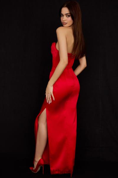 îmbrăcăminte House of CB rochie fără bretele din satin stacojiu adrienne X4F68507
