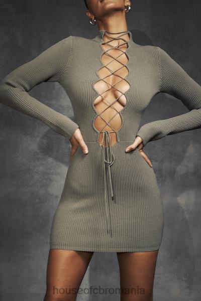 îmbrăcăminte House of CB rochie jada anghinare tricotată cu dantelă X4F68374