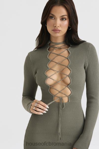 îmbrăcăminte House of CB rochie jada anghinare tricotată cu dantelă X4F68374