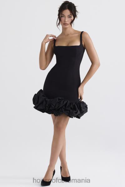 îmbrăcăminte House of CB rochie lilou neagră cu volane X4F68330