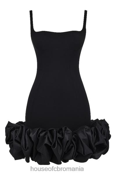 îmbrăcăminte House of CB rochie lilou neagră cu volane X4F68330