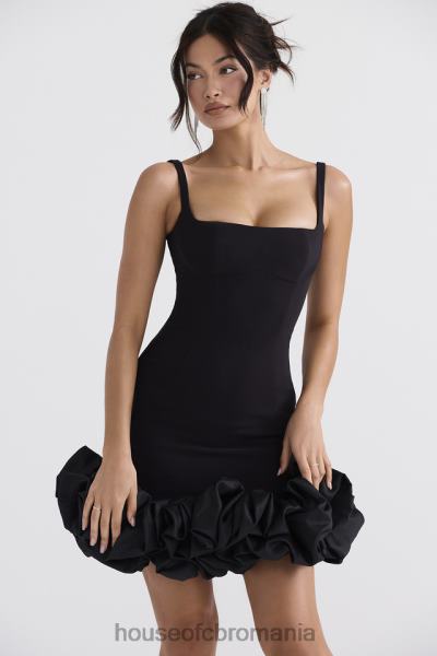 îmbrăcăminte House of CB rochie lilou neagră cu volane X4F68330