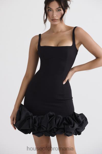 îmbrăcăminte House of CB rochie lilou neagră cu volane X4F68330