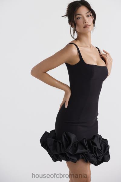 îmbrăcăminte House of CB rochie lilou neagră cu volane X4F68330