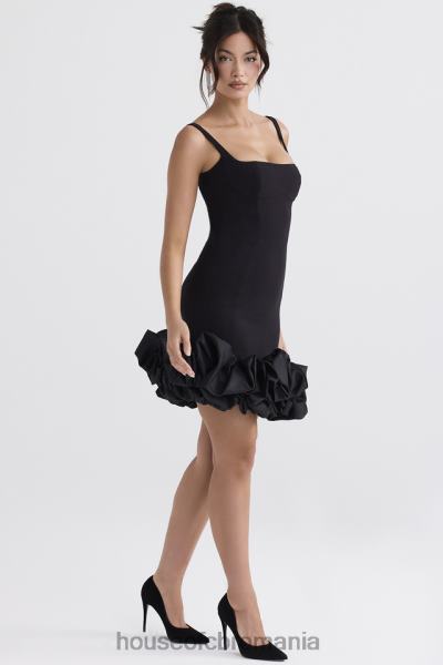 îmbrăcăminte House of CB rochie lilou neagră cu volane X4F68330