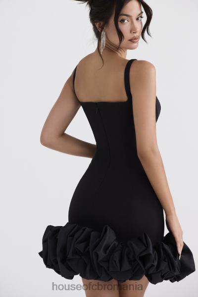 îmbrăcăminte House of CB rochie lilou neagră cu volane X4F68330