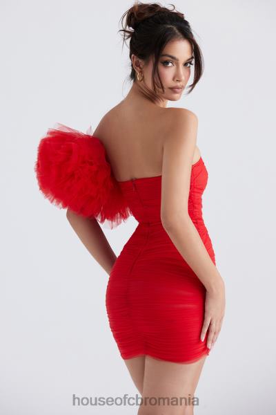 îmbrăcăminte House of CB rochie noelle stacojie cu maneci cu volane X4F68358