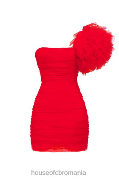 îmbrăcăminte House of CB rochie noelle stacojie cu maneci cu volane X4F68358