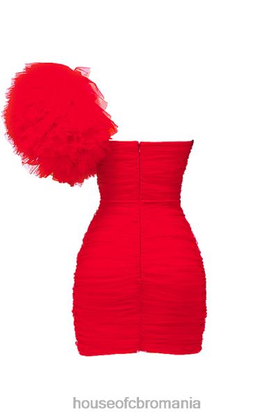 îmbrăcăminte House of CB rochie noelle stacojie cu maneci cu volane X4F68358