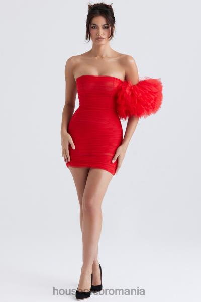 îmbrăcăminte House of CB rochie noelle stacojie cu maneci cu volane X4F68358
