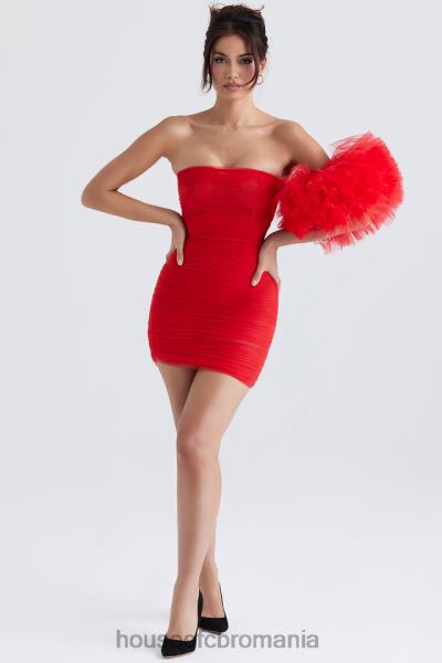îmbrăcăminte House of CB rochie noelle stacojie cu maneci cu volane X4F68358