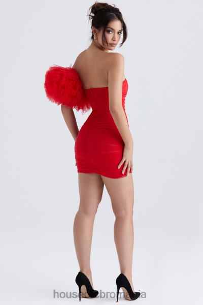 îmbrăcăminte House of CB rochie noelle stacojie cu maneci cu volane X4F68358