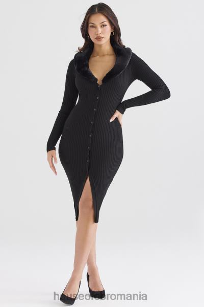 îmbrăcăminte House of CB rochie raine neagra cu blanita artificiala X4F68317