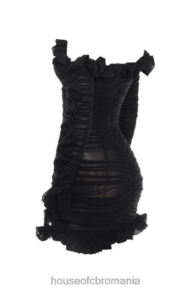 îmbrăcăminte House of CB rochie tatyana neagră cu dantelă cu volane X4F68633