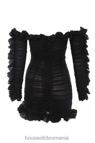 îmbrăcăminte House of CB rochie tatyana neagră cu dantelă cu volane X4F68633