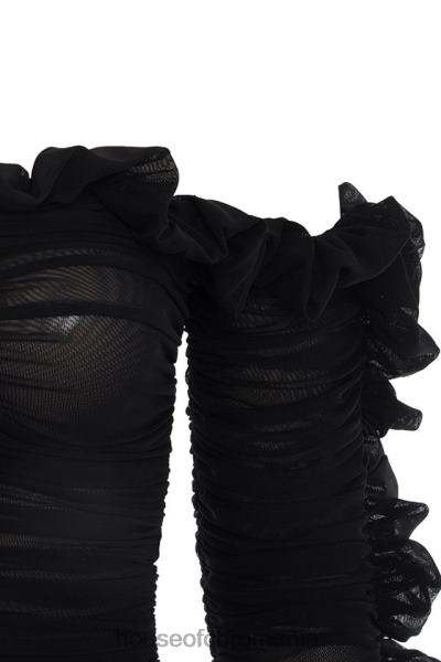îmbrăcăminte House of CB rochie tatyana neagră cu dantelă cu volane X4F68633