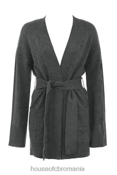 îmbrăcăminte House of CB alaia cardigan cu curea în amestec de cășmir cărbune X4F68652