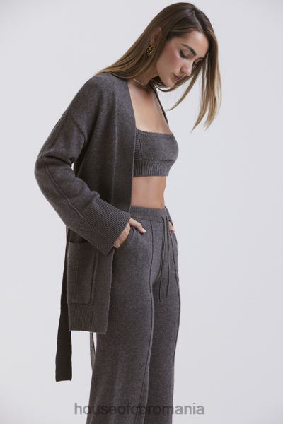 îmbrăcăminte House of CB alaia cardigan cu curea în amestec de cășmir cărbune X4F68652