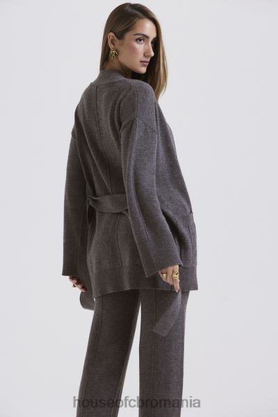 îmbrăcăminte House of CB alaia cardigan cu curea în amestec de cășmir cărbune X4F68652