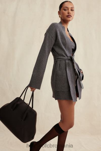 îmbrăcăminte House of CB alaia cardigan cu curea în amestec de cășmir cărbune X4F68652