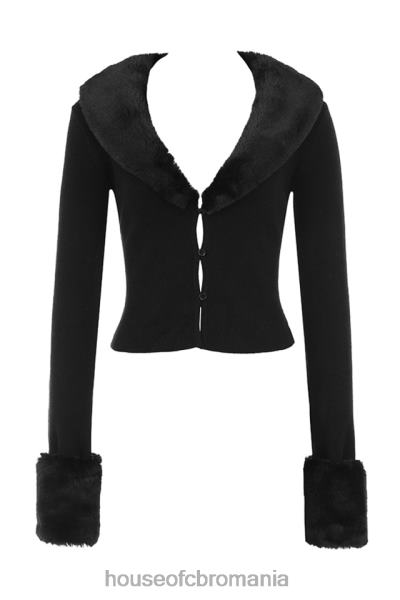 îmbrăcăminte House of CB cardigan blanc negru cu blană artificială X4F68693