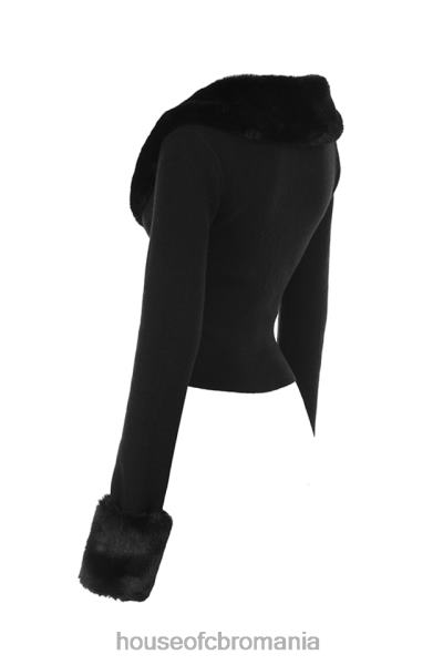 îmbrăcăminte House of CB cardigan blanc negru cu blană artificială X4F68693