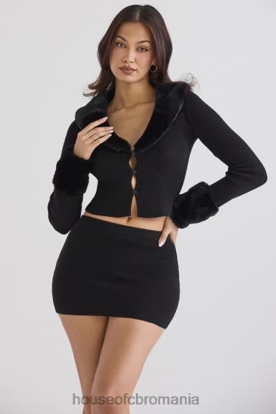 îmbrăcăminte House of CB cardigan blanc negru cu blană artificială X4F68693