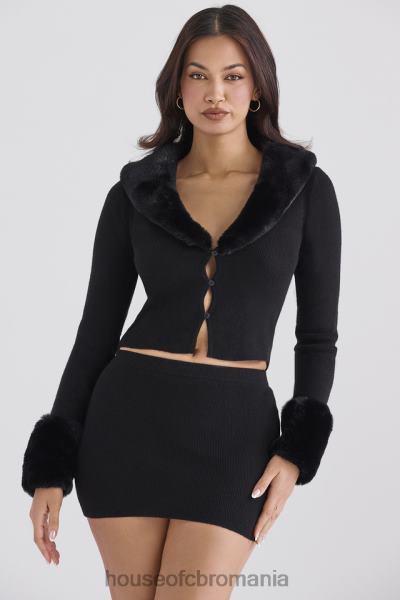 îmbrăcăminte House of CB cardigan blanc negru cu blană artificială X4F68693