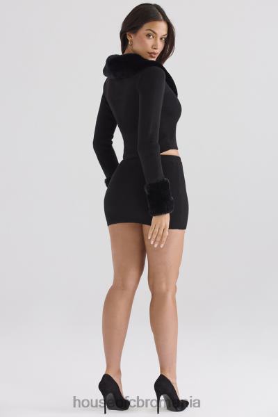 îmbrăcăminte House of CB cardigan blanc negru cu blană artificială X4F68693