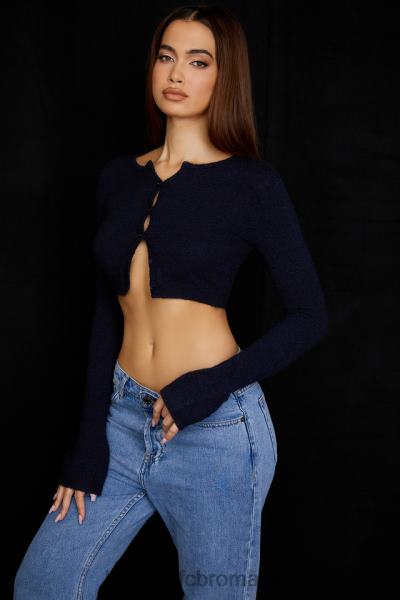 îmbrăcăminte House of CB cardigan decupat din tricot pufos lulie bleumarin X4F68734