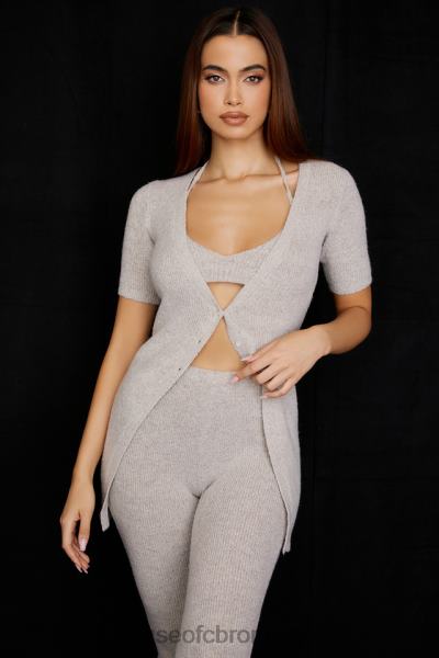îmbrăcăminte House of CB cardigan din tricot cu coaste din fulgi de ovăz opal X4F68730