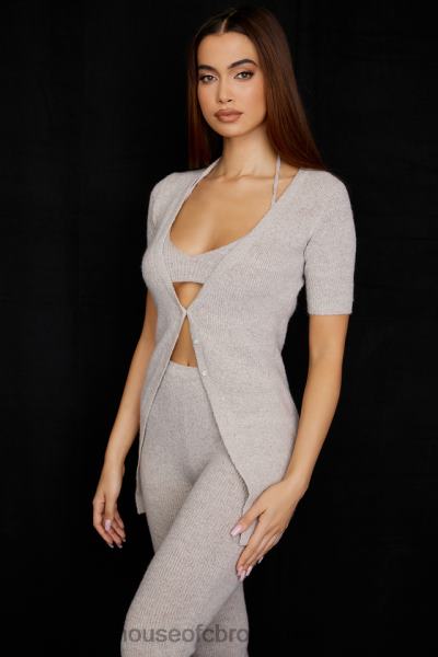 îmbrăcăminte House of CB cardigan din tricot cu coaste din fulgi de ovăz opal X4F68730