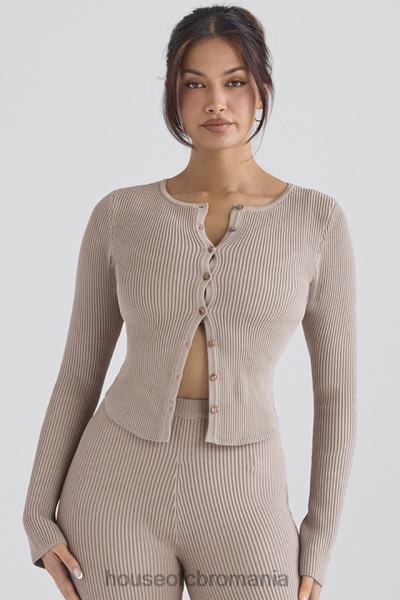 îmbrăcăminte House of CB cardigan din tricot cu nervuri sylvia taupe X4F68696