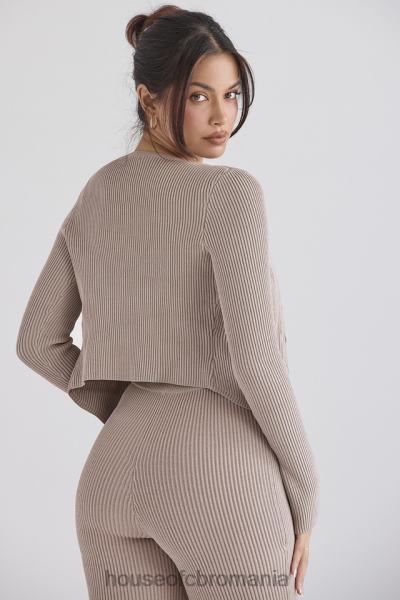 îmbrăcăminte House of CB cardigan din tricot cu nervuri sylvia taupe X4F68696