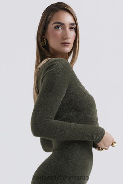 îmbrăcăminte House of CB gene kaki cardigan moale pufos din tricot X4F68658