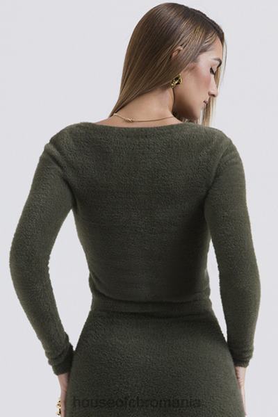 îmbrăcăminte House of CB gene kaki cardigan moale pufos din tricot X4F68658