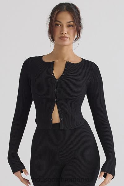 îmbrăcăminte House of CB sylvia cardigan negru din tricot cu nervuri X4F68695