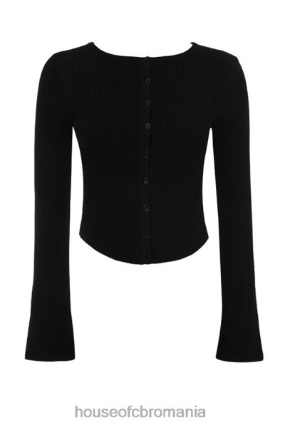 îmbrăcăminte House of CB sylvia cardigan negru din tricot cu nervuri X4F68695