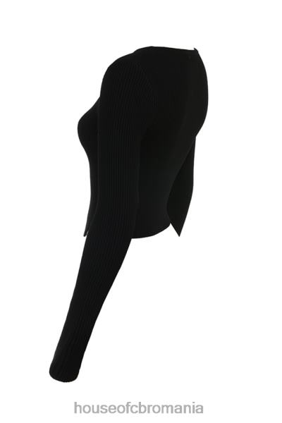 îmbrăcăminte House of CB sylvia cardigan negru din tricot cu nervuri X4F68695