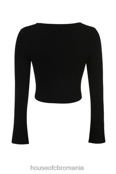 îmbrăcăminte House of CB sylvia cardigan negru din tricot cu nervuri X4F68695