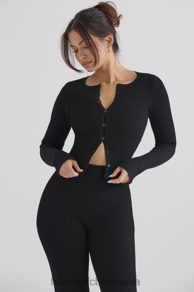 îmbrăcăminte House of CB sylvia cardigan negru din tricot cu nervuri X4F68695