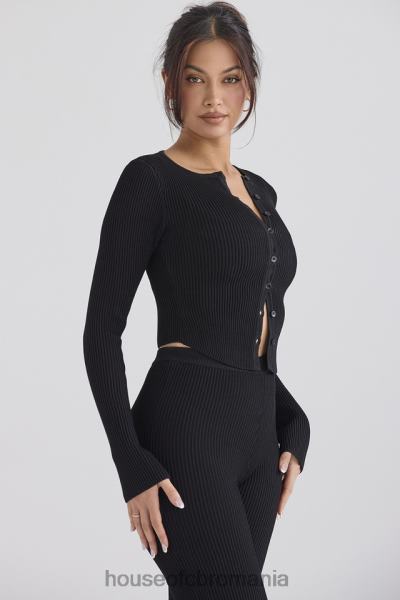 îmbrăcăminte House of CB sylvia cardigan negru din tricot cu nervuri X4F68695