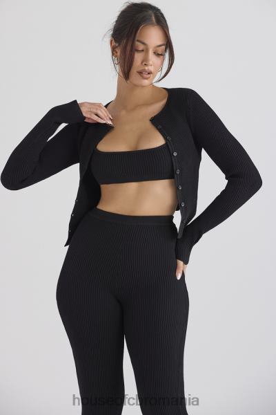 îmbrăcăminte House of CB sylvia cardigan negru din tricot cu nervuri X4F68695