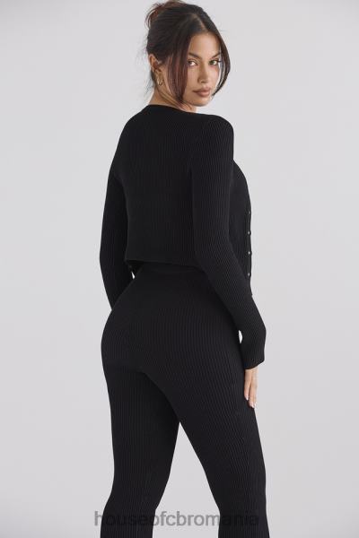 îmbrăcăminte House of CB sylvia cardigan negru din tricot cu nervuri X4F68695