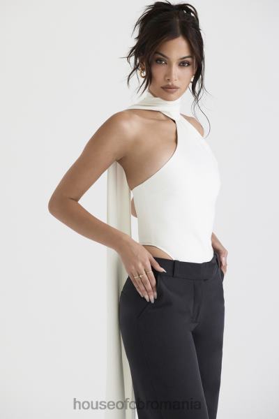 îmbrăcăminte House of CB Body cu decolteu din satin farrah ivory X4F68710