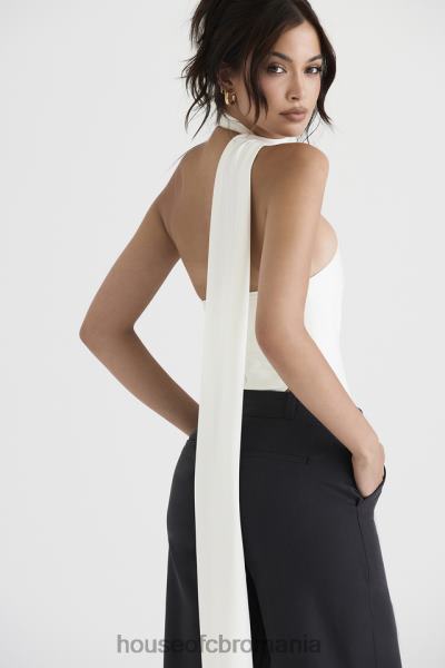 îmbrăcăminte House of CB Body cu decolteu din satin farrah ivory X4F68710