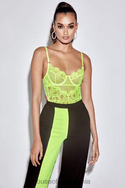 îmbrăcăminte House of CB body din dantela galben neon nadia X4F68814