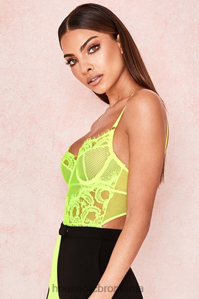 îmbrăcăminte House of CB body din dantela galben neon nadia X4F68814