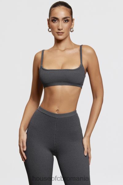 îmbrăcăminte House of CB bralette din tricot cu nervuri mischa gri închis X4F68703